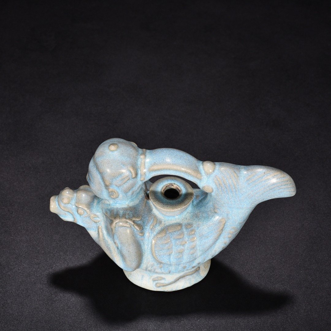 Song Dynasty Jun Ru sky blue glaze fish dragon inkstone