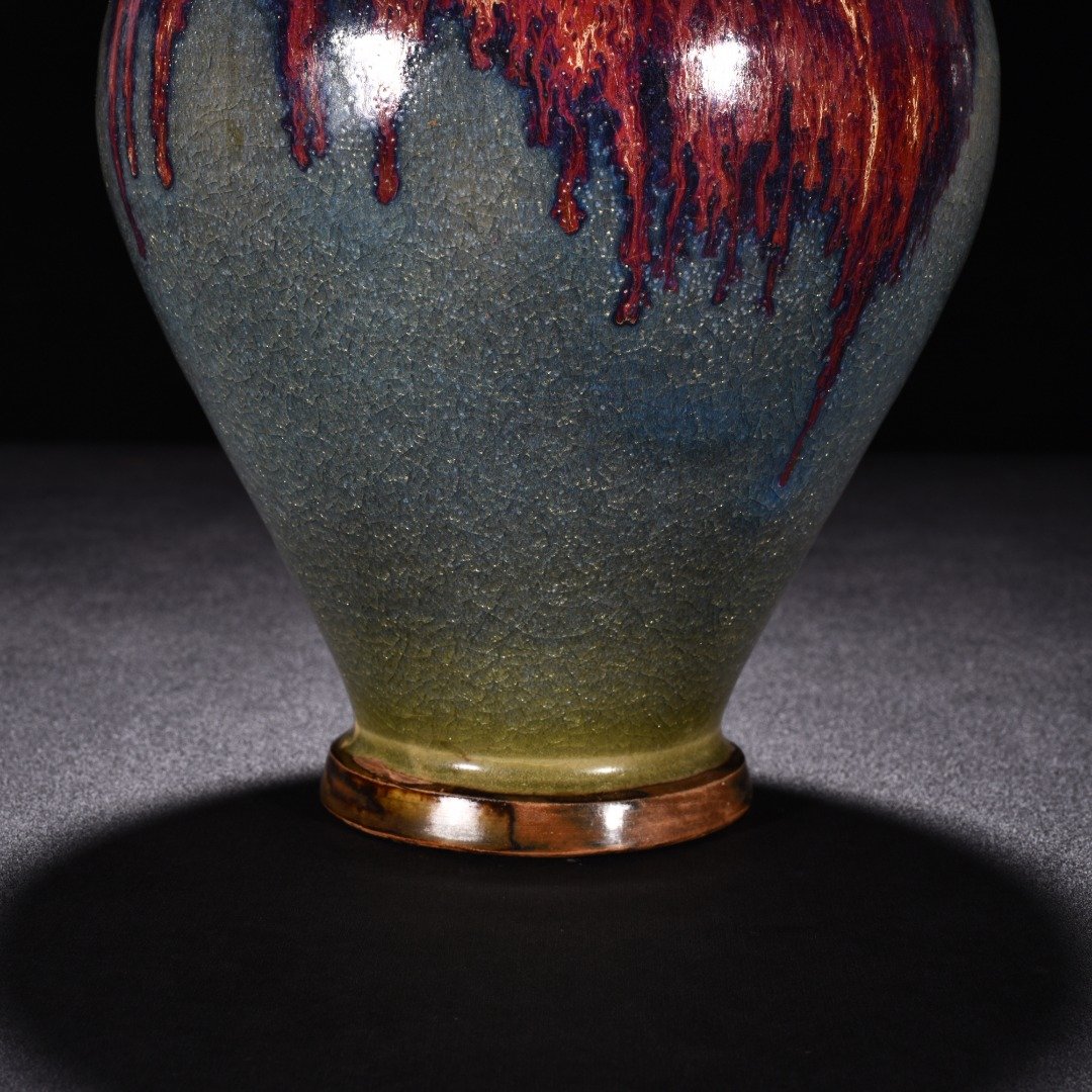 Song Dynasty Jun kiln obsidian rose red glaze jar
