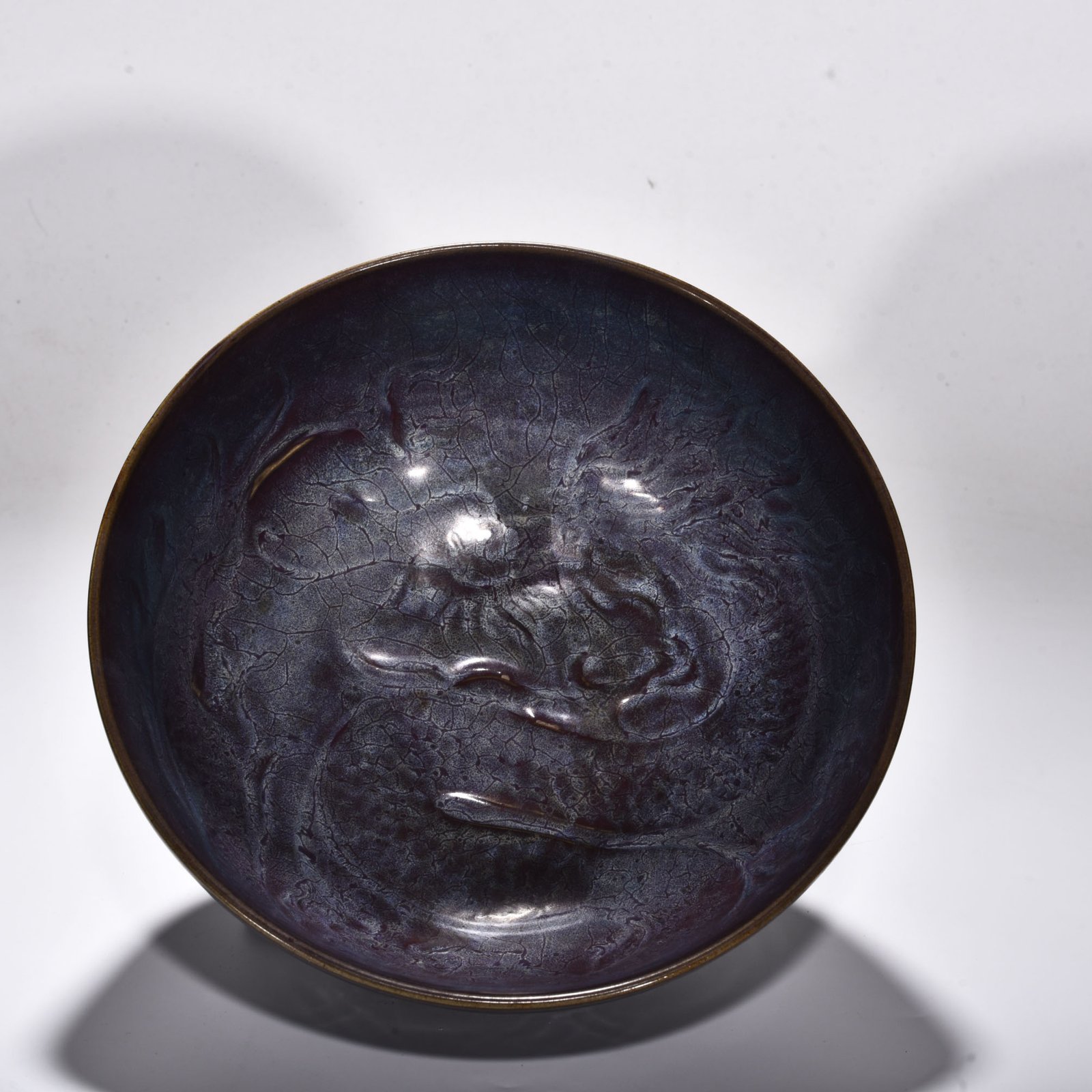 Song Dynasty Jun kiln rose purple glaze banana leaf bowl