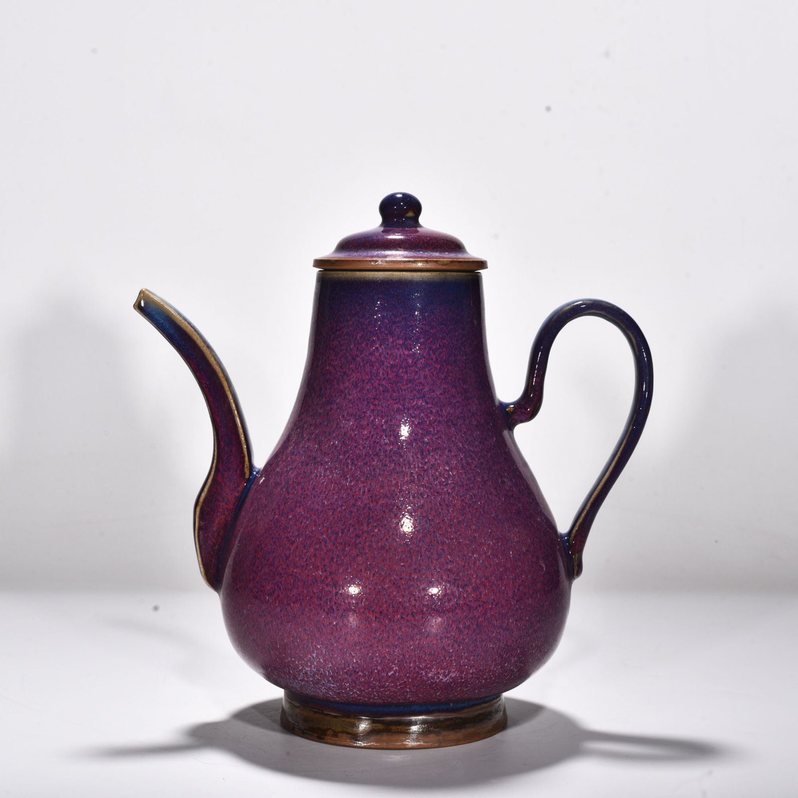 Song Dynasty Jun kiln rose purple glaze apricot round teapot