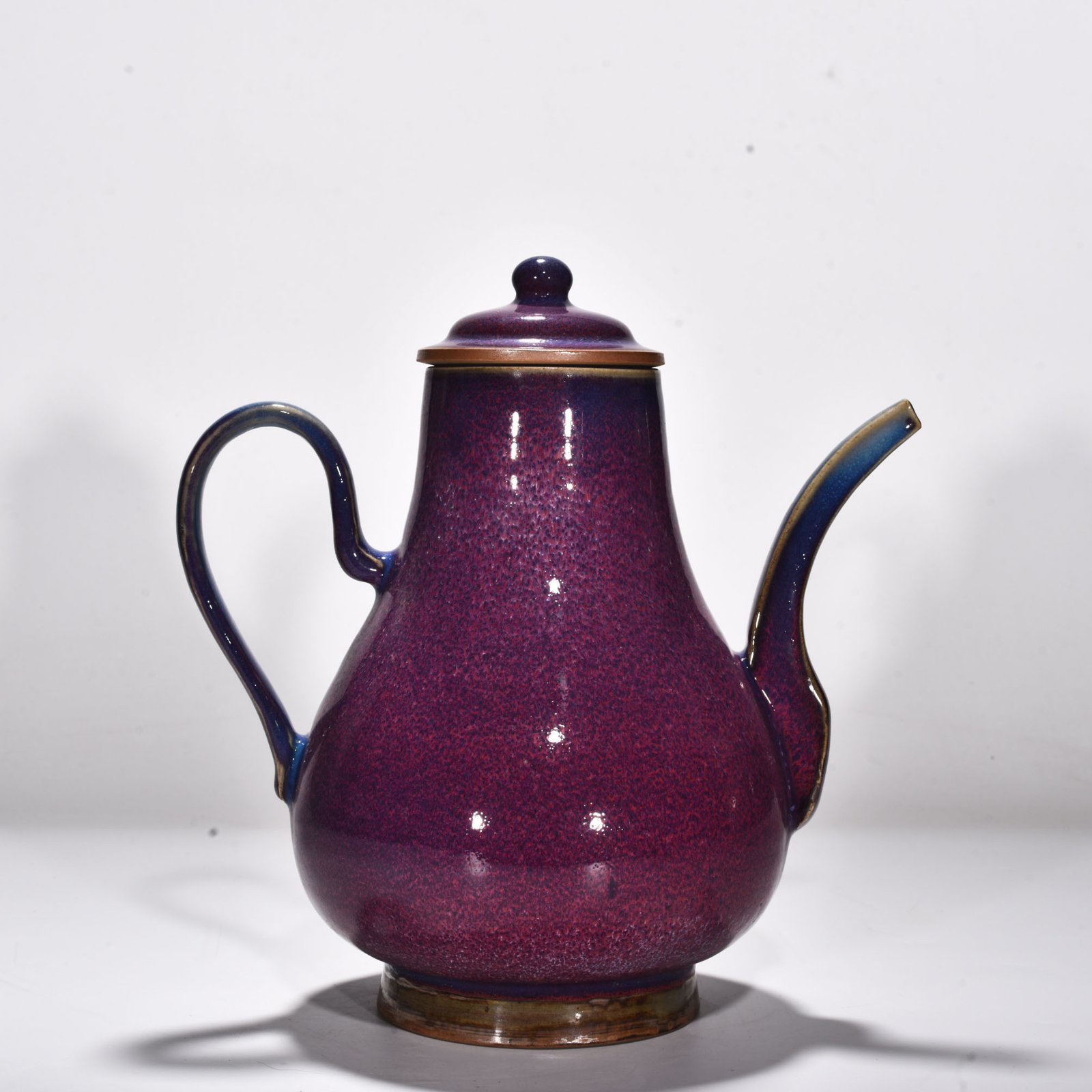 Song Dynasty Jun kiln rose purple glaze apricot round teapot