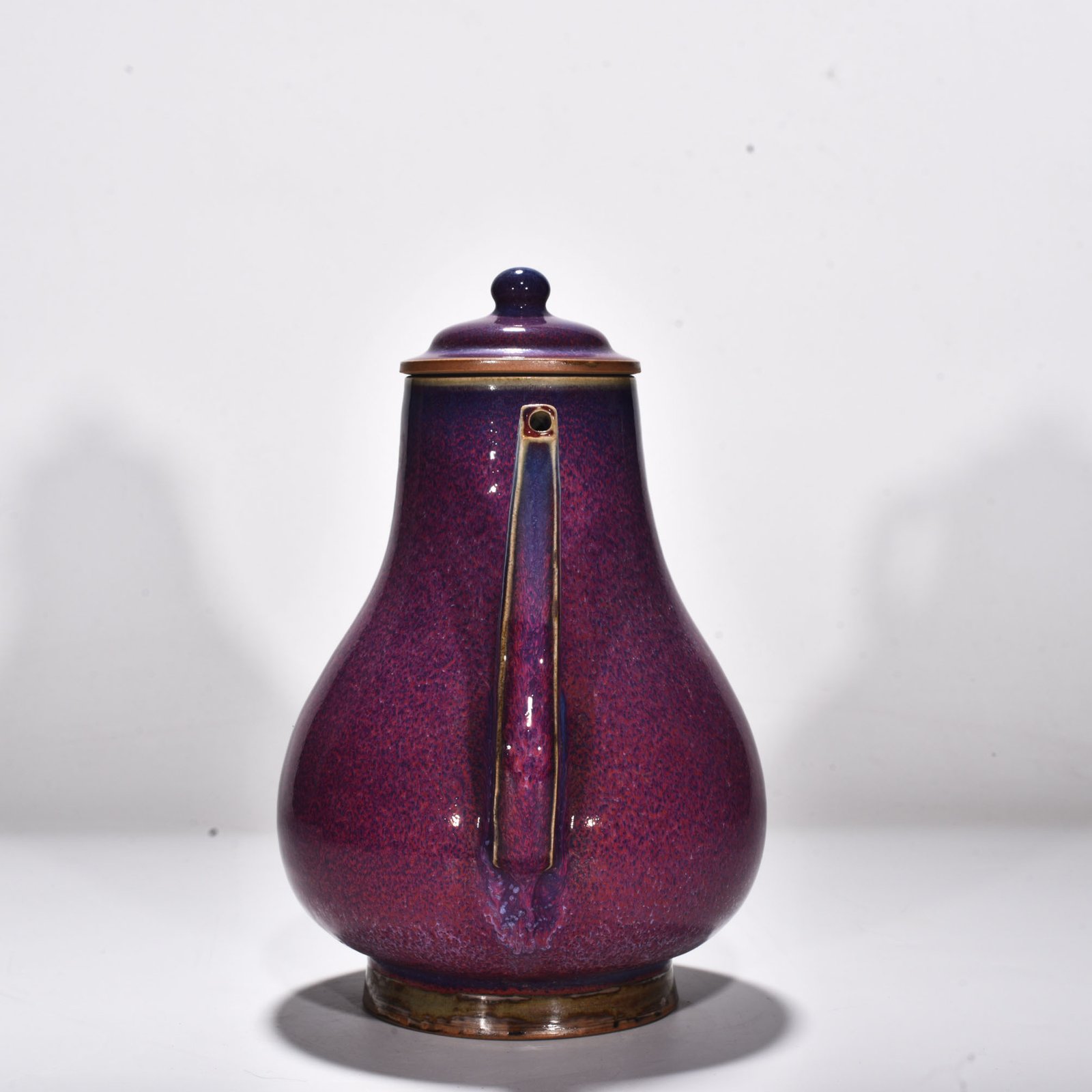 Song Dynasty Jun kiln rose purple glaze apricot round teapot