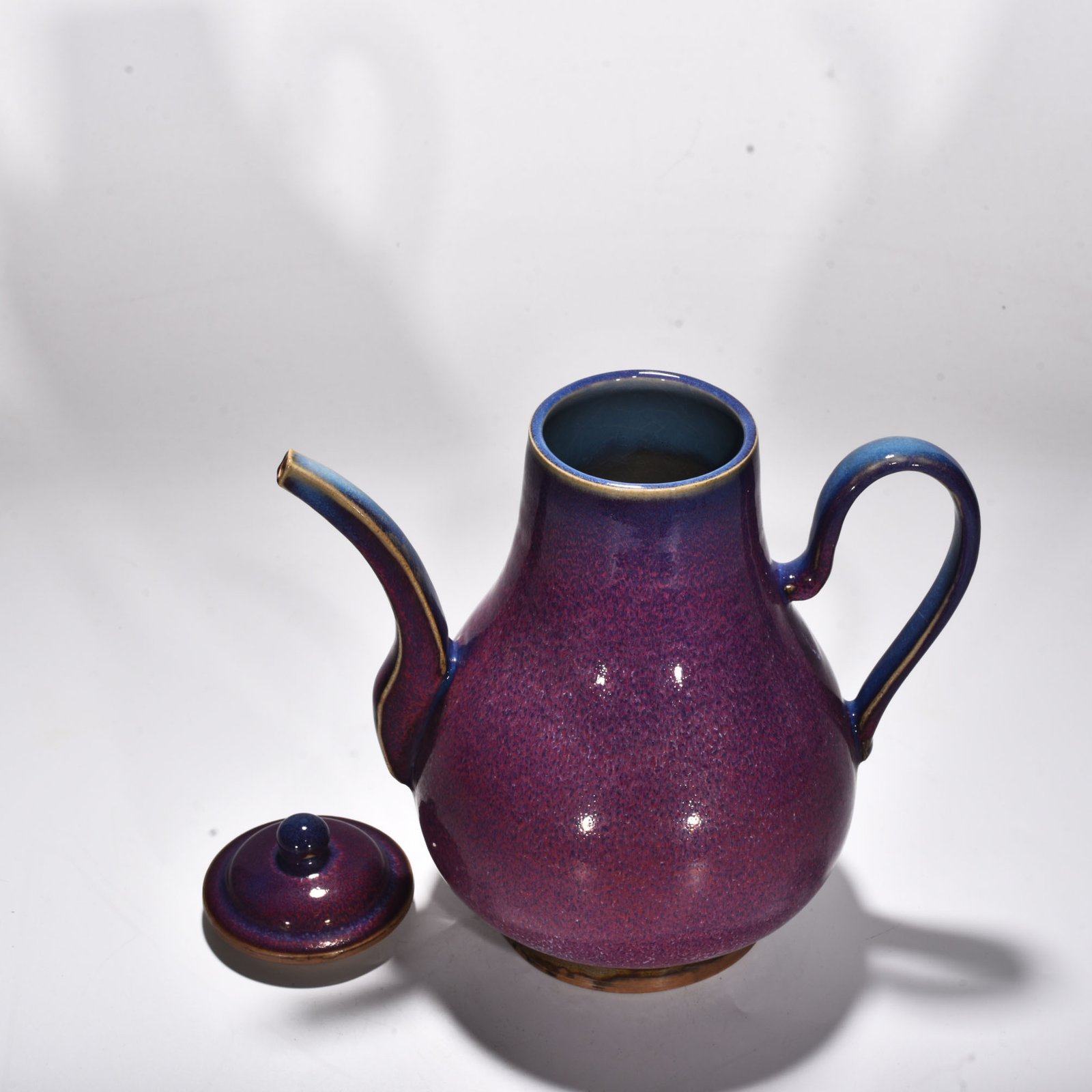 Song Dynasty Jun kiln rose purple glaze apricot round teapot