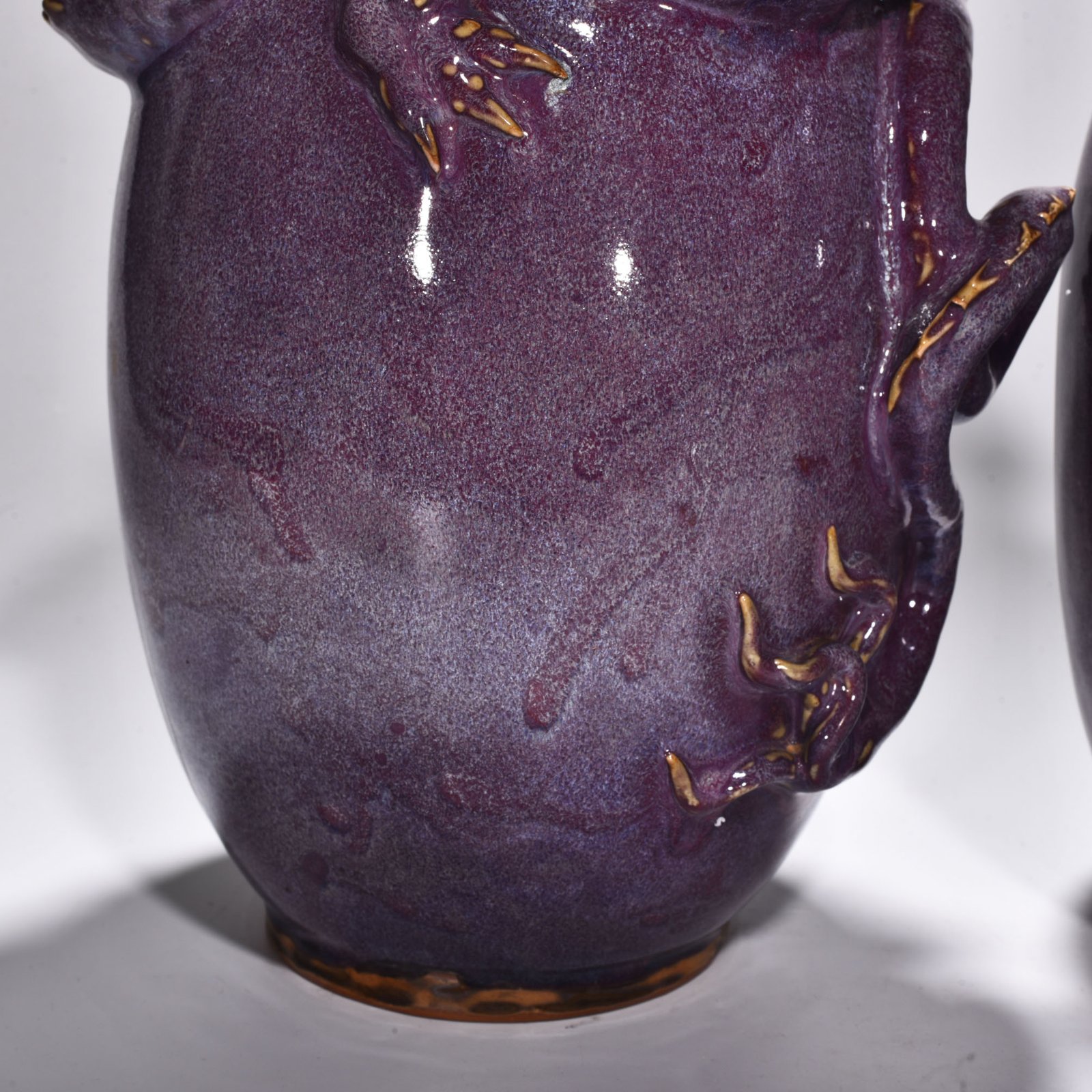 Song Dynasty Jun kiln rose purple glaze dragon and phoenix statue