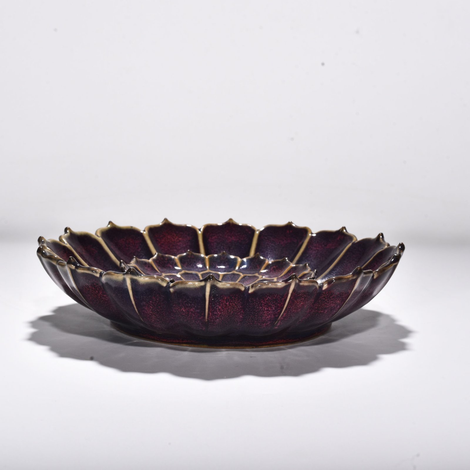 Song Dynasty Jun kiln rose purple glazed lotus petal incense insert Washer