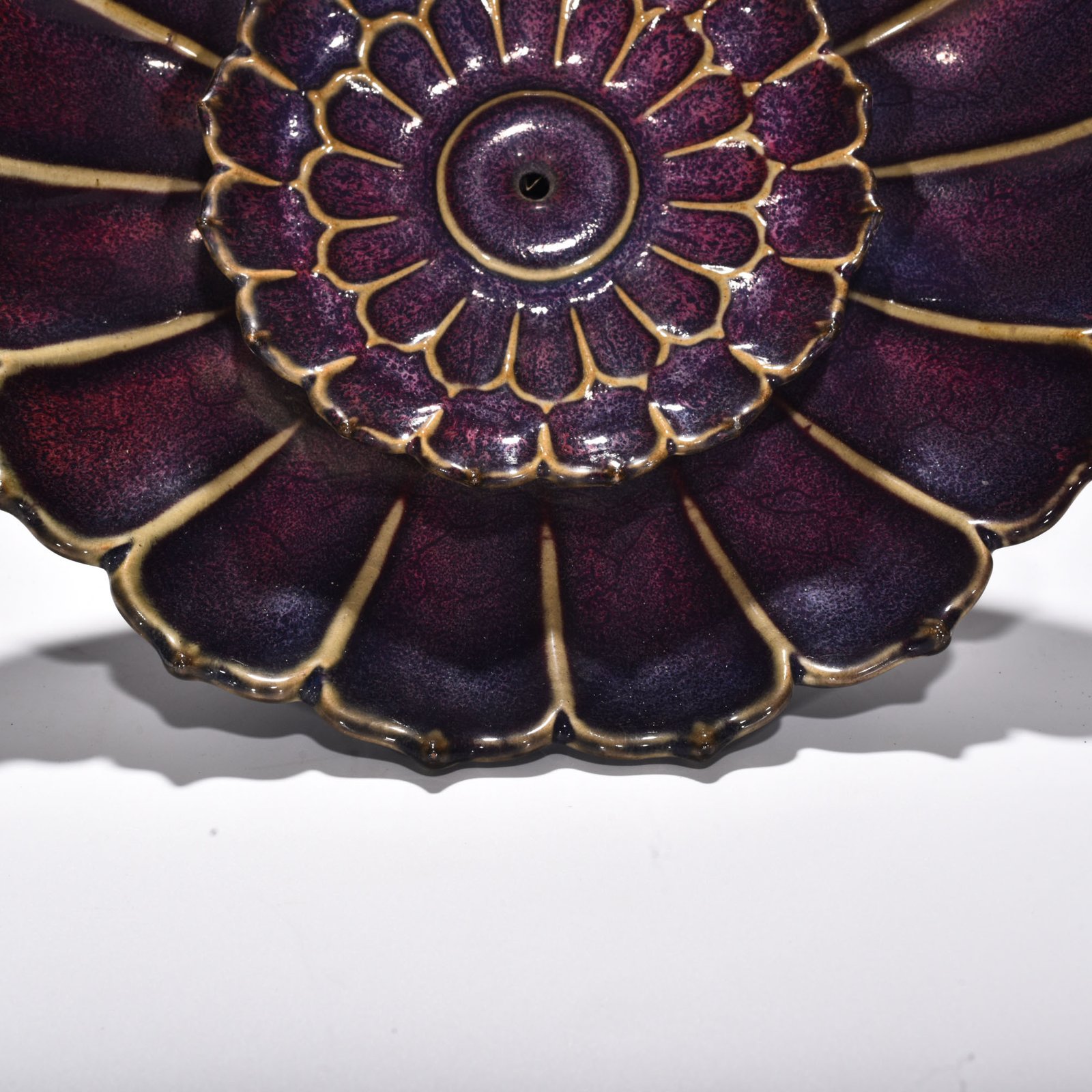 Song Dynasty Jun kiln rose purple glazed lotus petal incense insert Washer