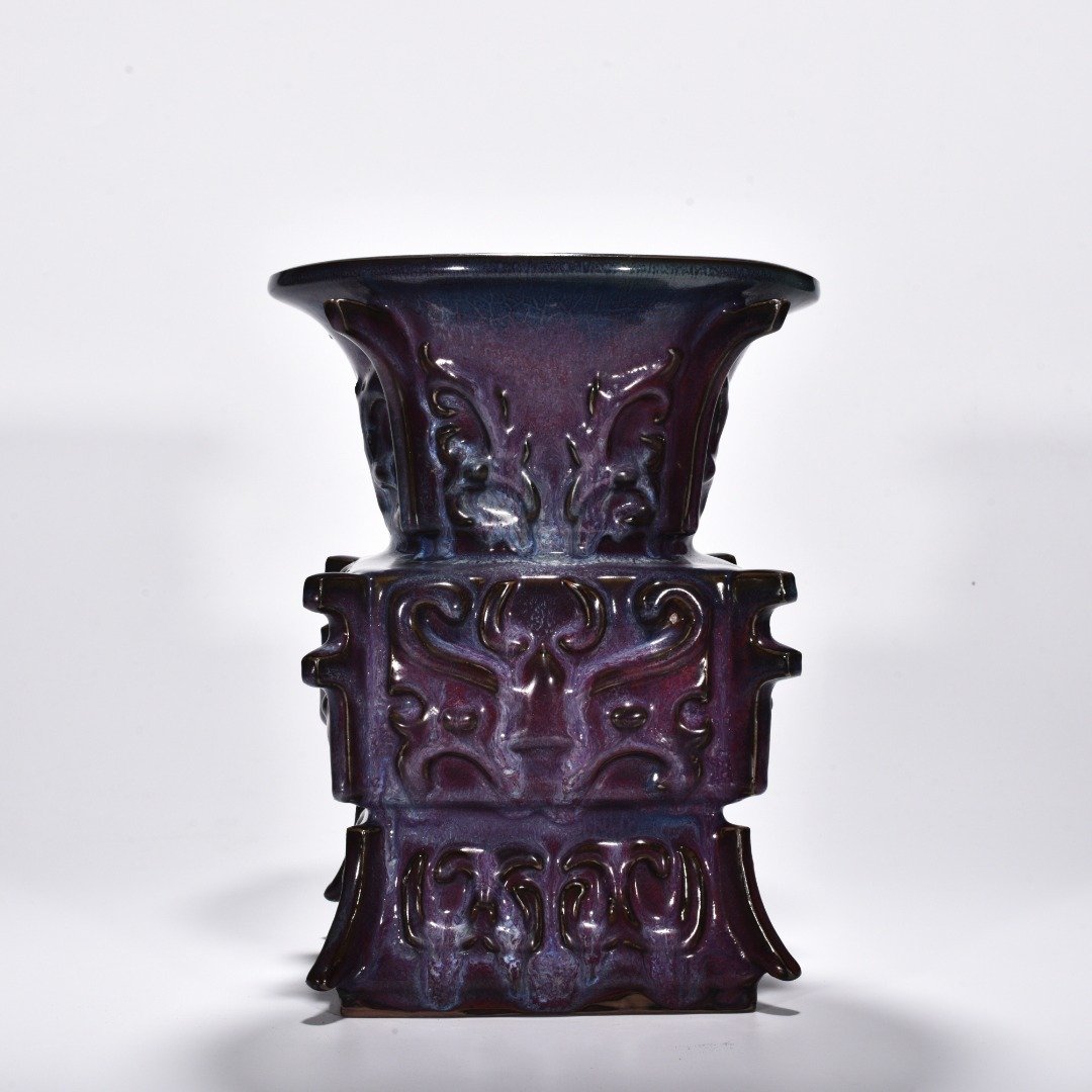 Song Dynasty Jun kiln rose purple glaze gluttonous statue