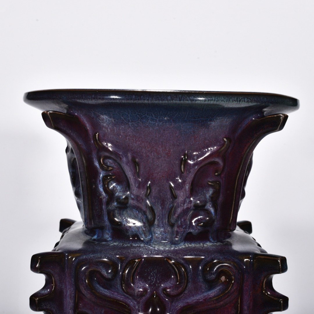 Song Dynasty Jun kiln rose purple glaze gluttonous statue