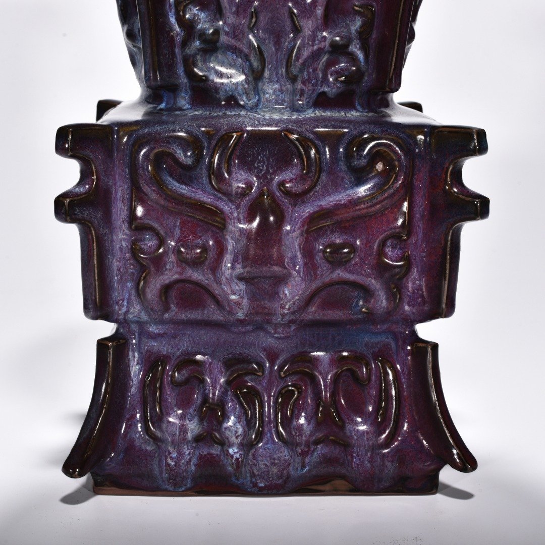 Song Dynasty Jun kiln rose purple glaze gluttonous statue