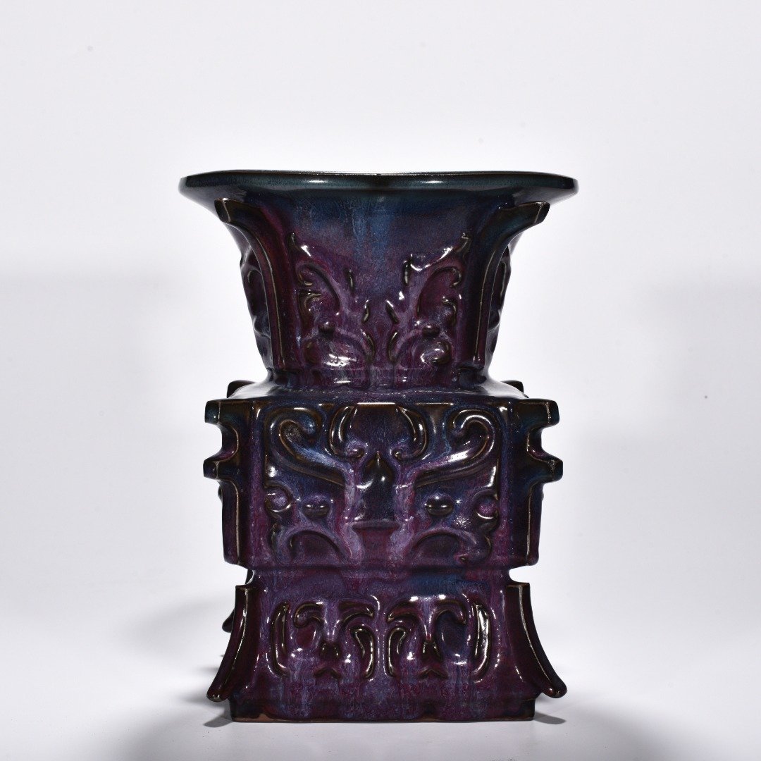 Song Dynasty Jun kiln rose purple glaze gluttonous statue