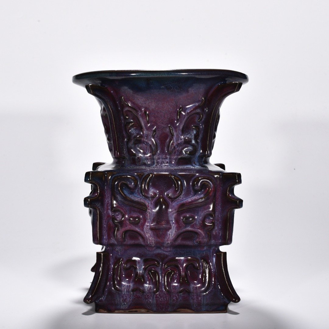 Song Dynasty Jun kiln rose purple glaze gluttonous statue