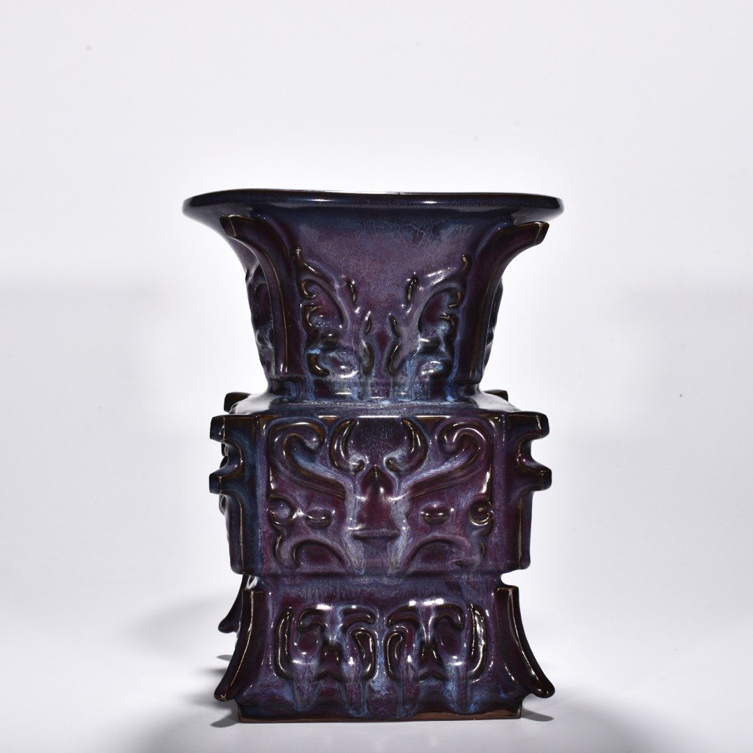 Song Dynasty Jun kiln rose purple glaze gluttonous statue