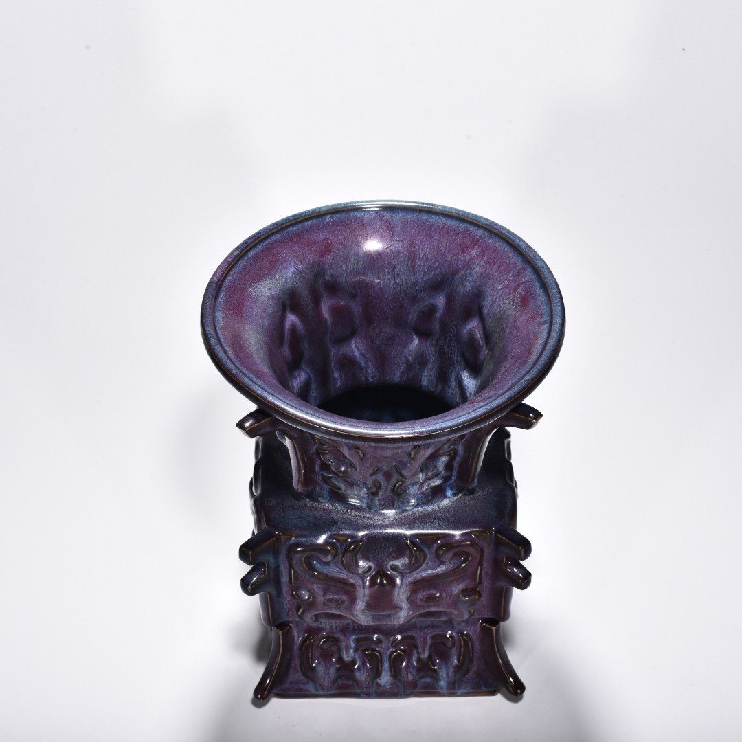 Song Dynasty Jun kiln rose purple glaze gluttonous statue