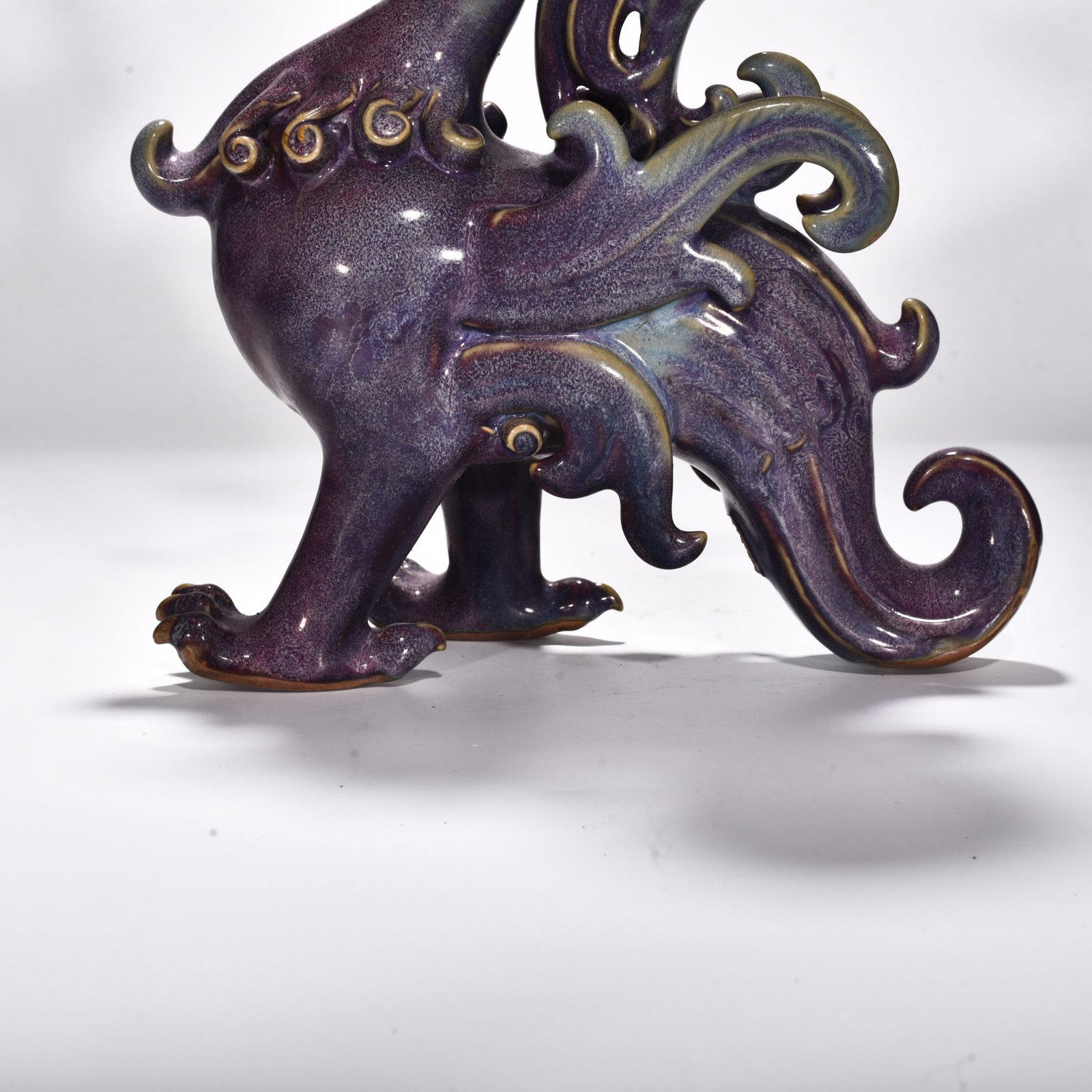 Song Dynasty Jun Kiln rose purple glaze bird and animal candlestick