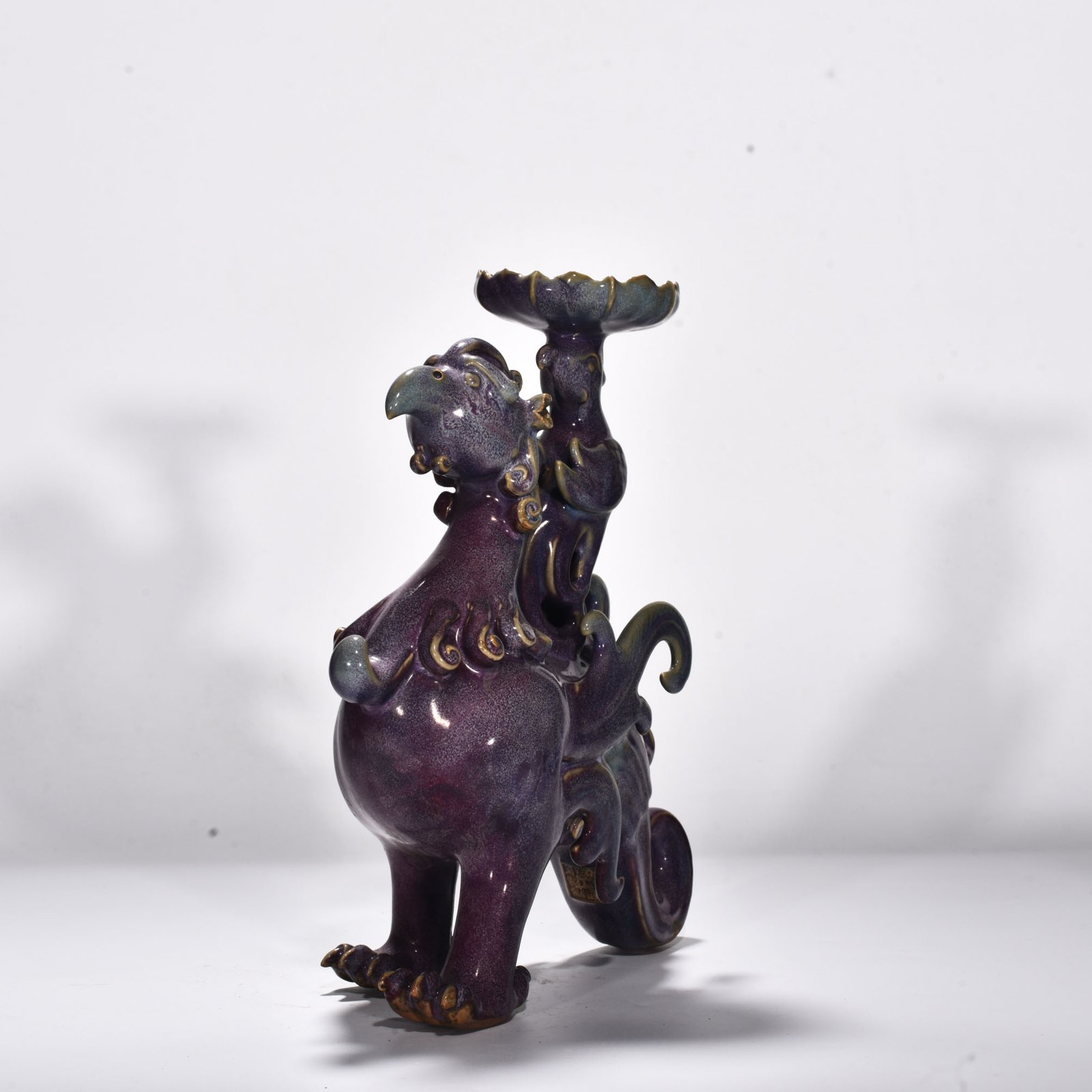 Song Dynasty Jun Kiln rose purple glaze bird and animal candlestick