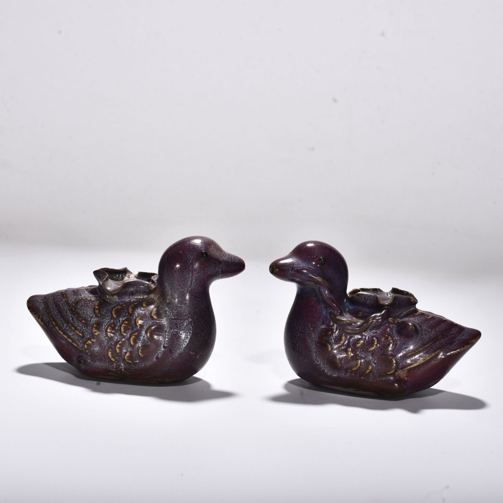 Song Dynasty Jun kiln rose purple glaze mandarin duck inkstone