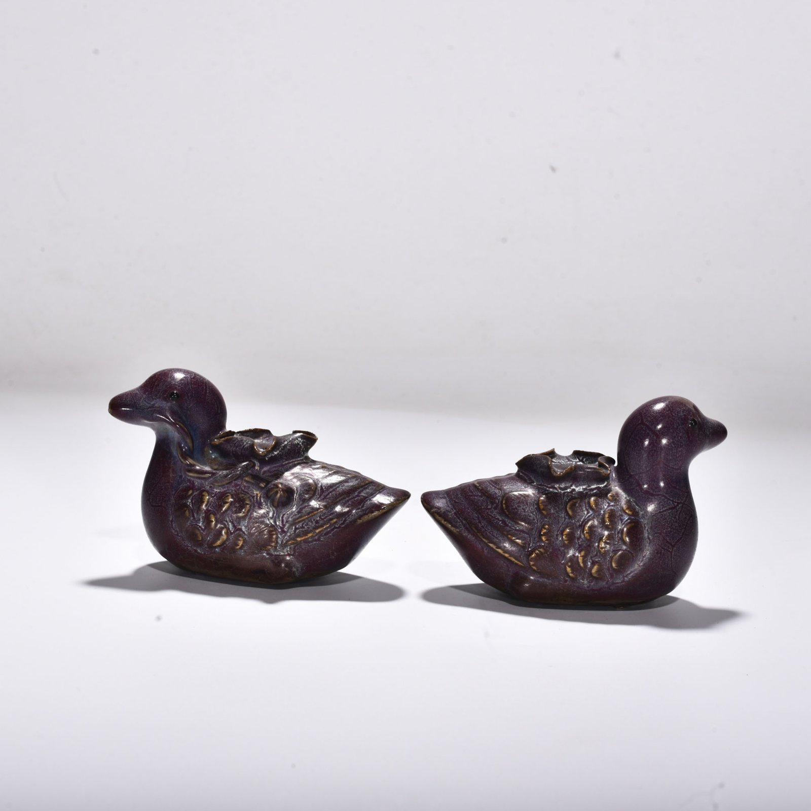 Song Dynasty Jun kiln rose purple glaze mandarin duck inkstone