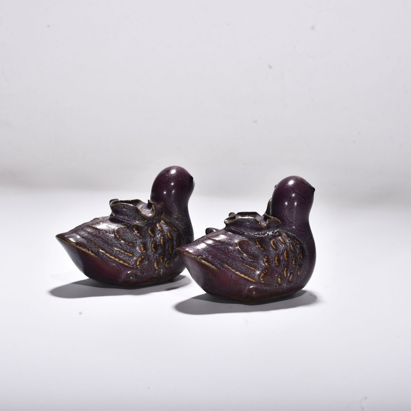 Song Dynasty Jun kiln rose purple glaze mandarin duck inkstone
