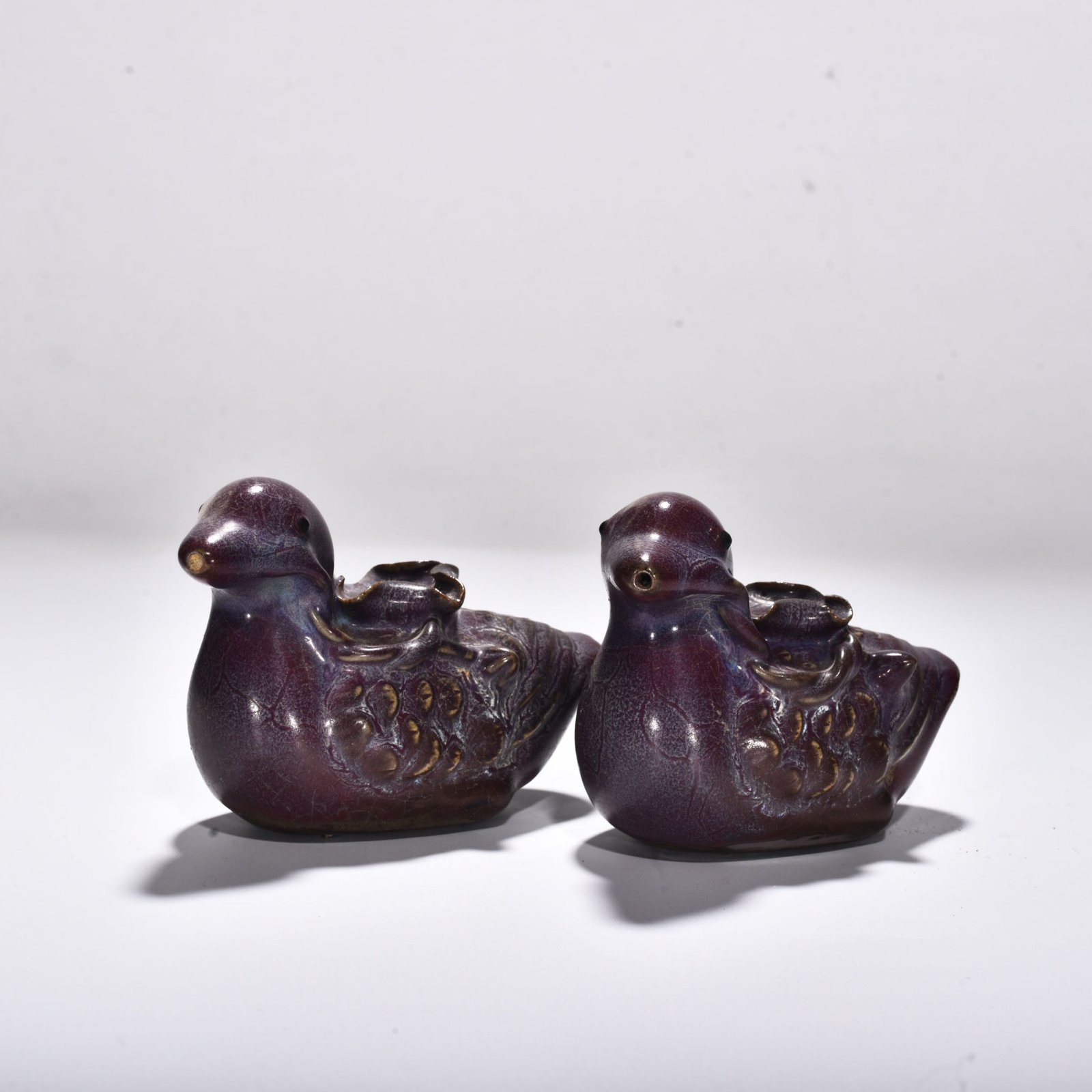 Song Dynasty Jun kiln rose purple glaze mandarin duck inkstone
