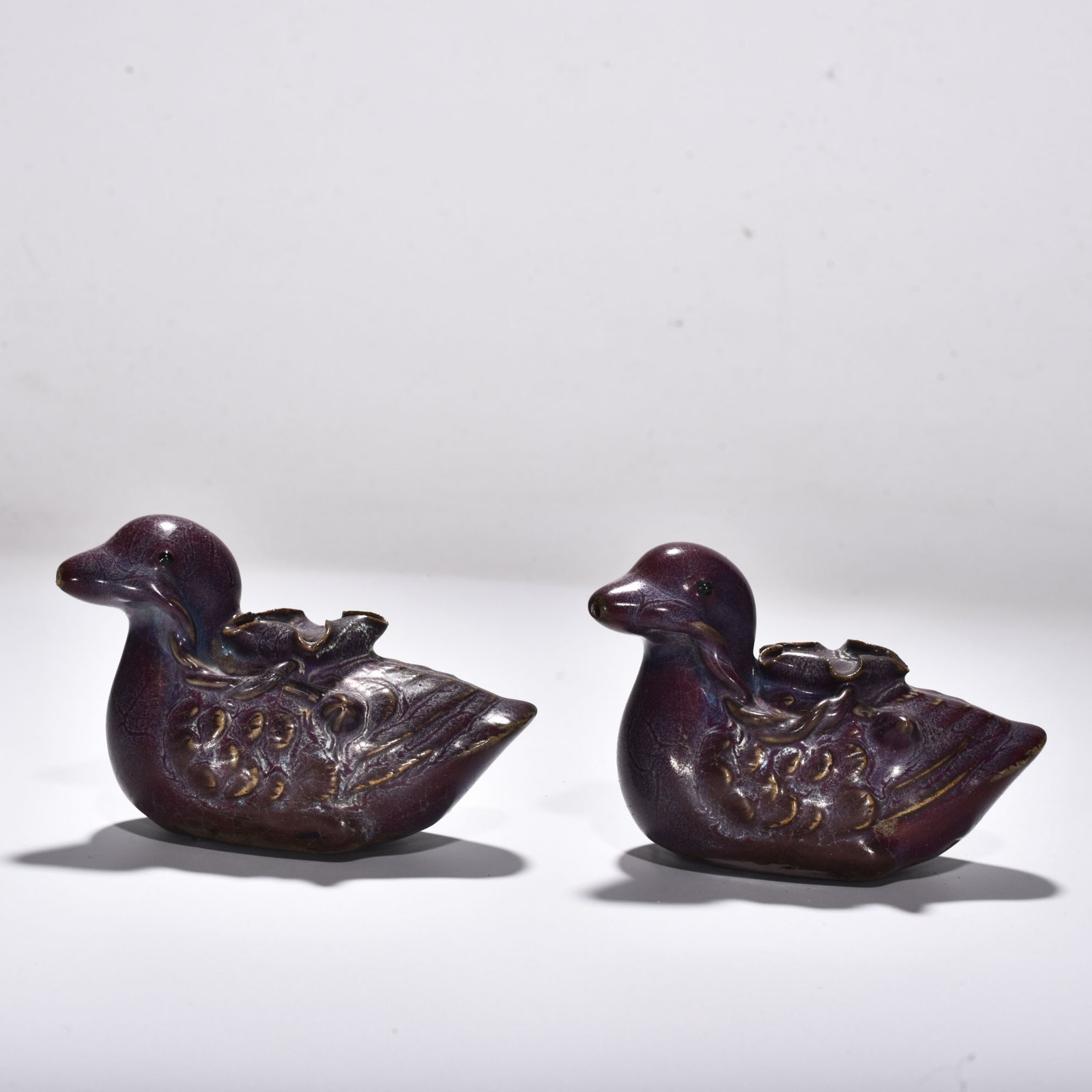 Song Dynasty Jun kiln rose purple glaze mandarin duck inkstone