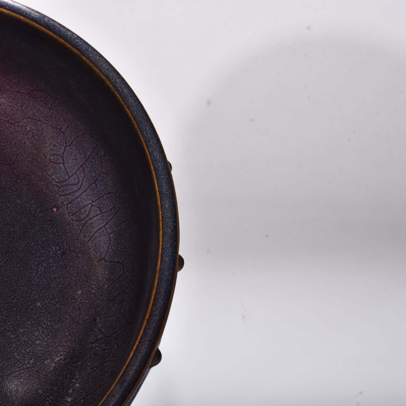 Song Dynasty Jun kiln rose purple glaze drum nail three legged washer