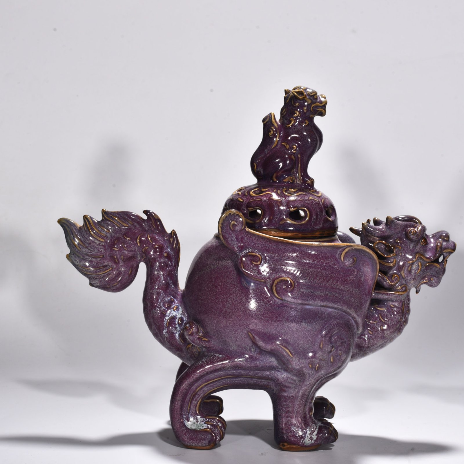 Song Dynasty Jun kiln rose purple glaze hollow fumigator