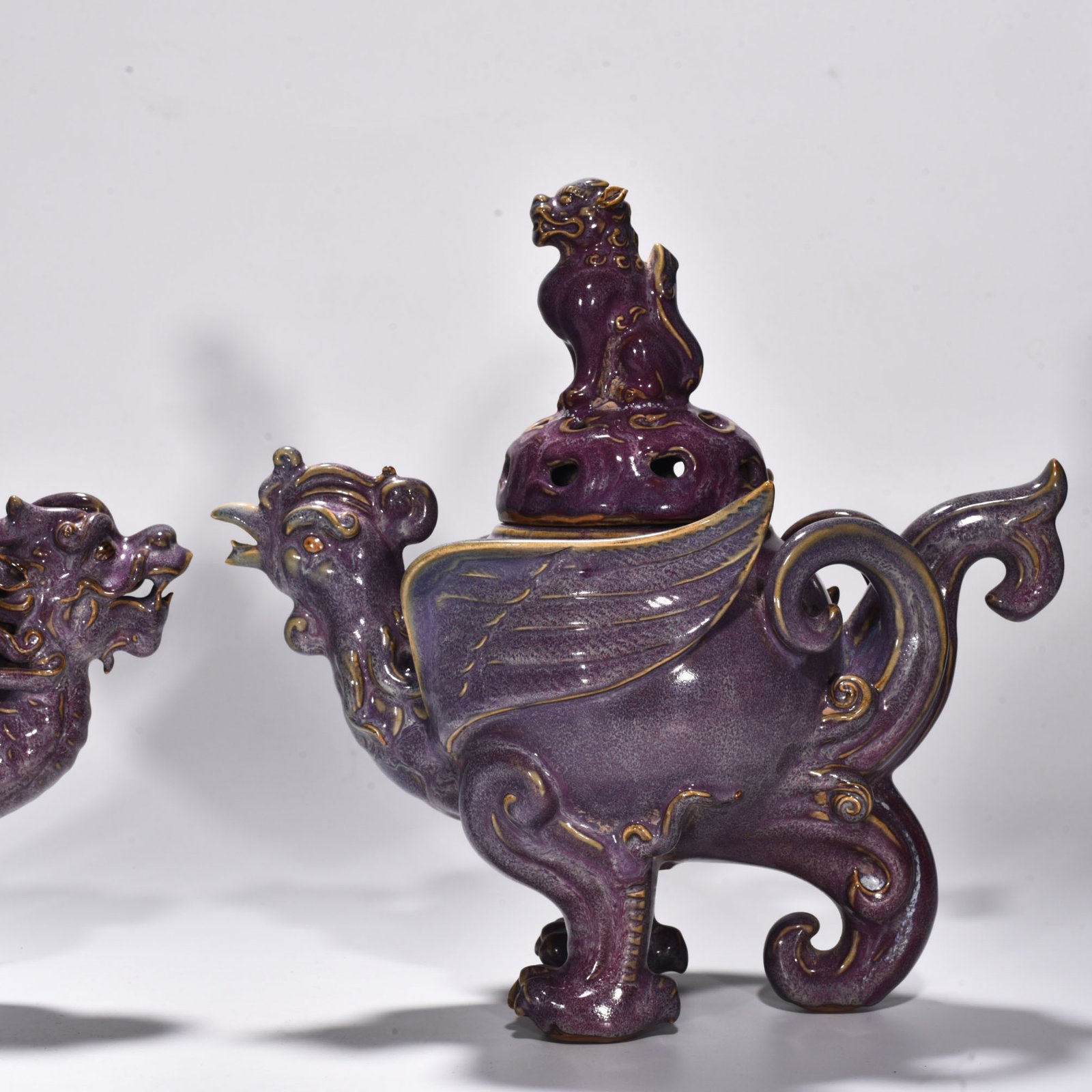 Song Dynasty Jun kiln rose purple glaze hollow fumigator