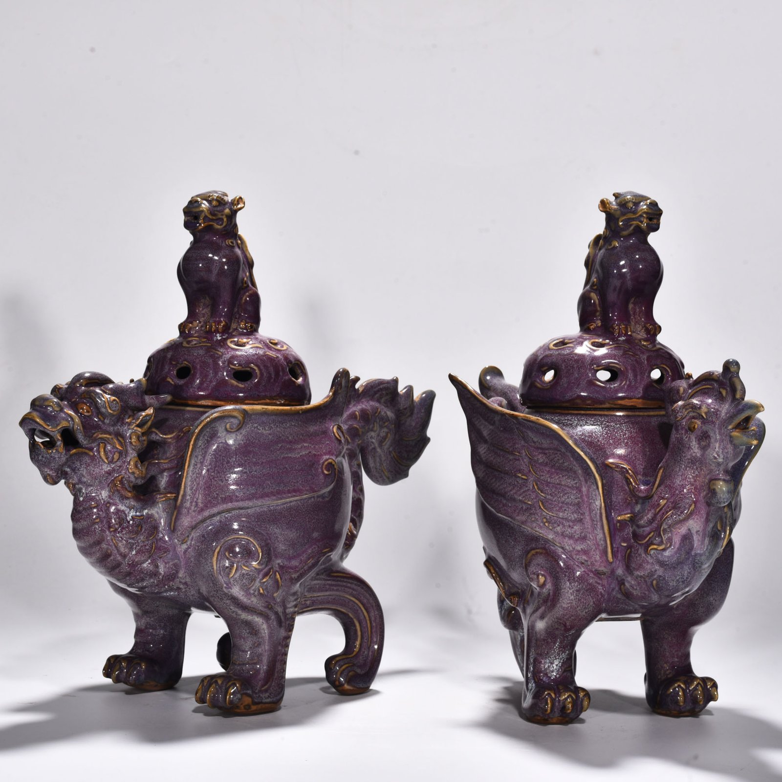 Song Dynasty Jun kiln rose purple glaze hollow fumigator