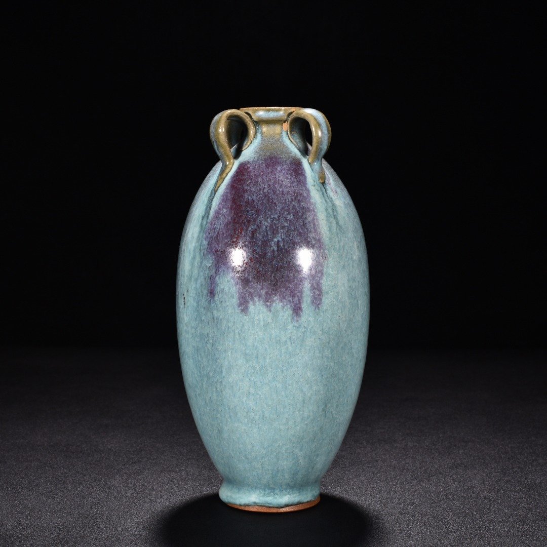 Song Dynasty Jun kiln blue glaze obsidian rose purple plum vase