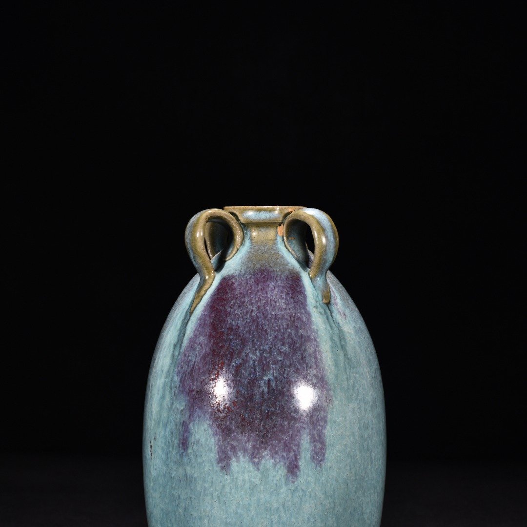 Song Dynasty Jun kiln blue glaze obsidian rose purple plum vase