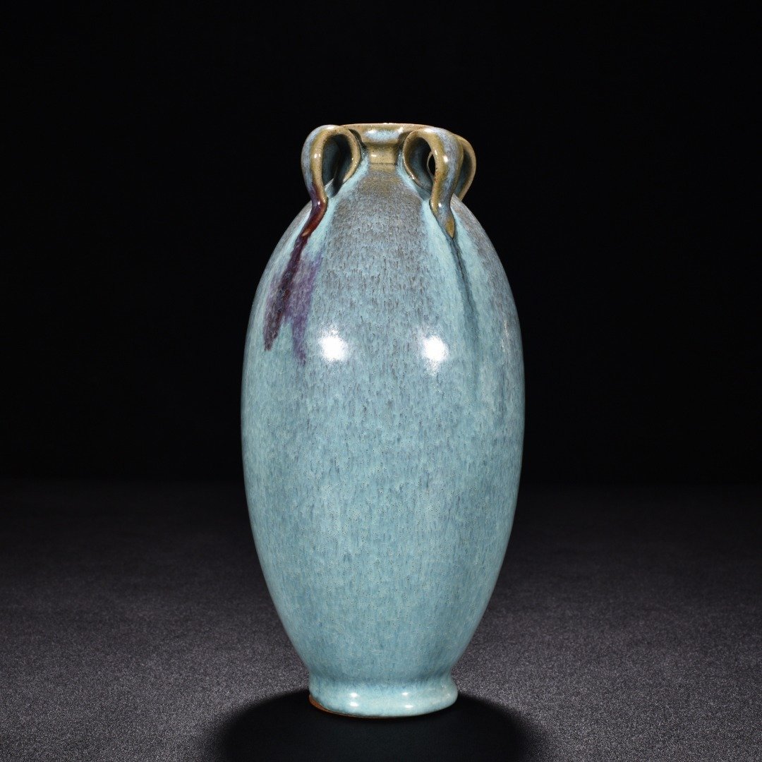 Song Dynasty Jun kiln blue glaze obsidian rose purple plum vase