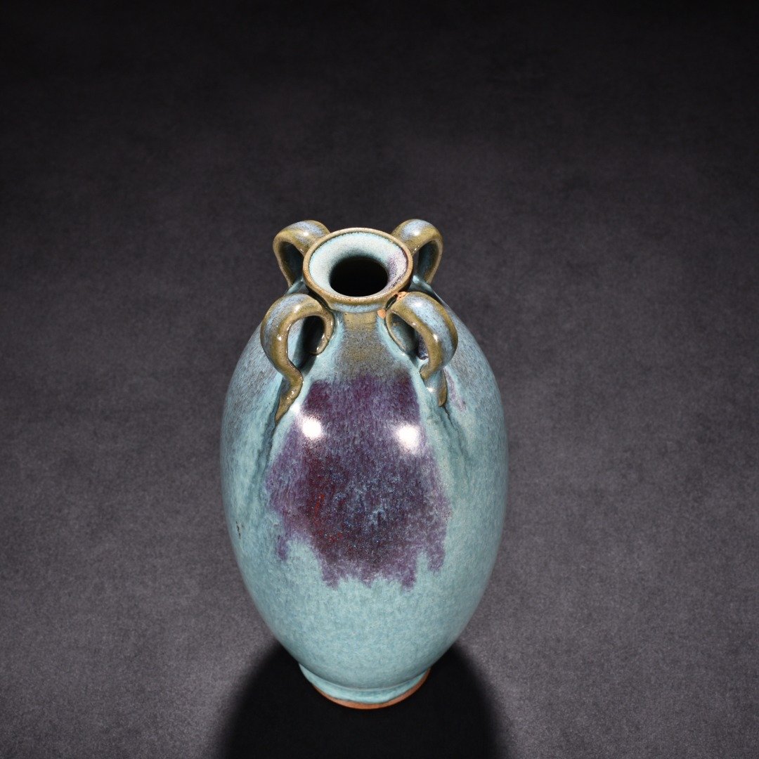 Song Dynasty Jun kiln blue glaze obsidian rose purple plum vase