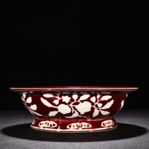 Ming Dynasty Xuande ruby ​​red glaze fruit plate
