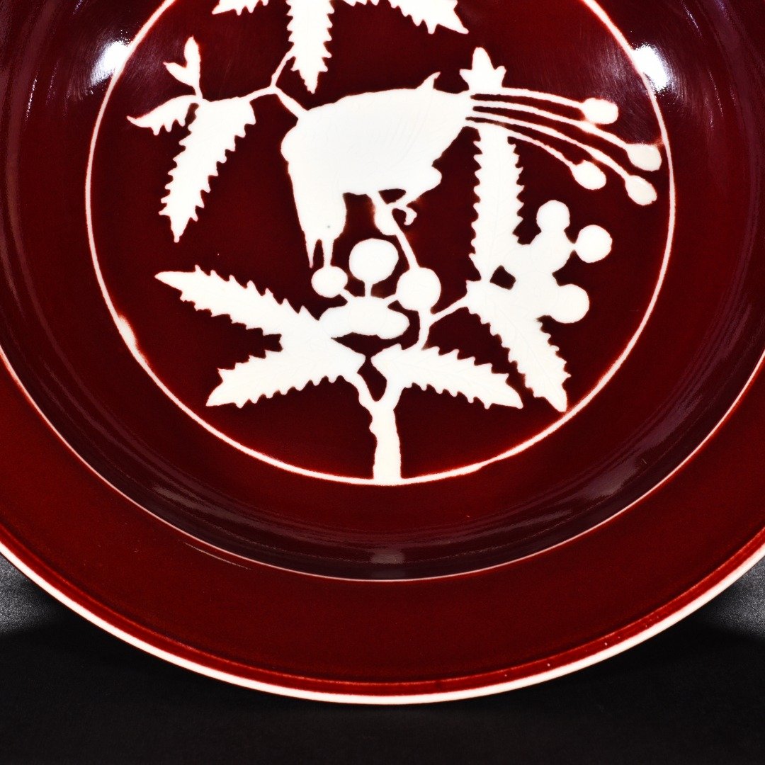 Ming Dynasty Xuande ruby ​​red glaze fruit plate