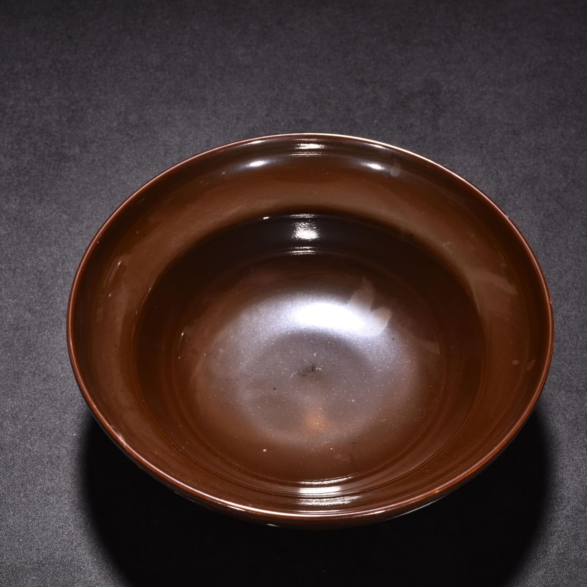 Ming Dynasty Xuande purple gold glaze algae pattern folded bowl