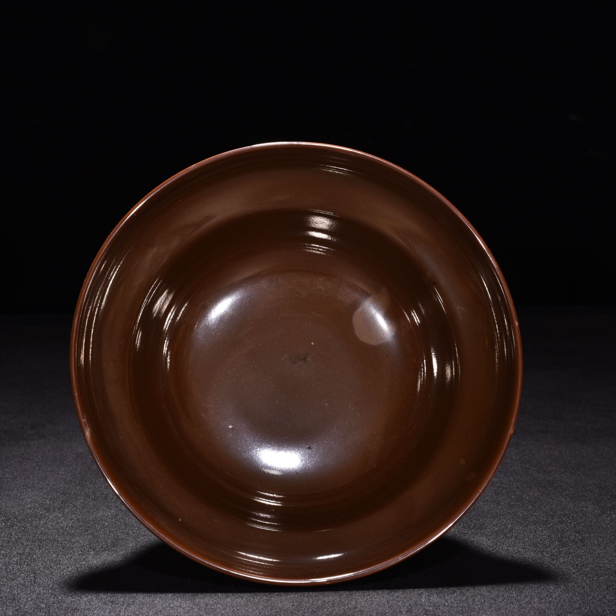 Ming Dynasty Xuande purple gold glaze algae pattern folded bowl