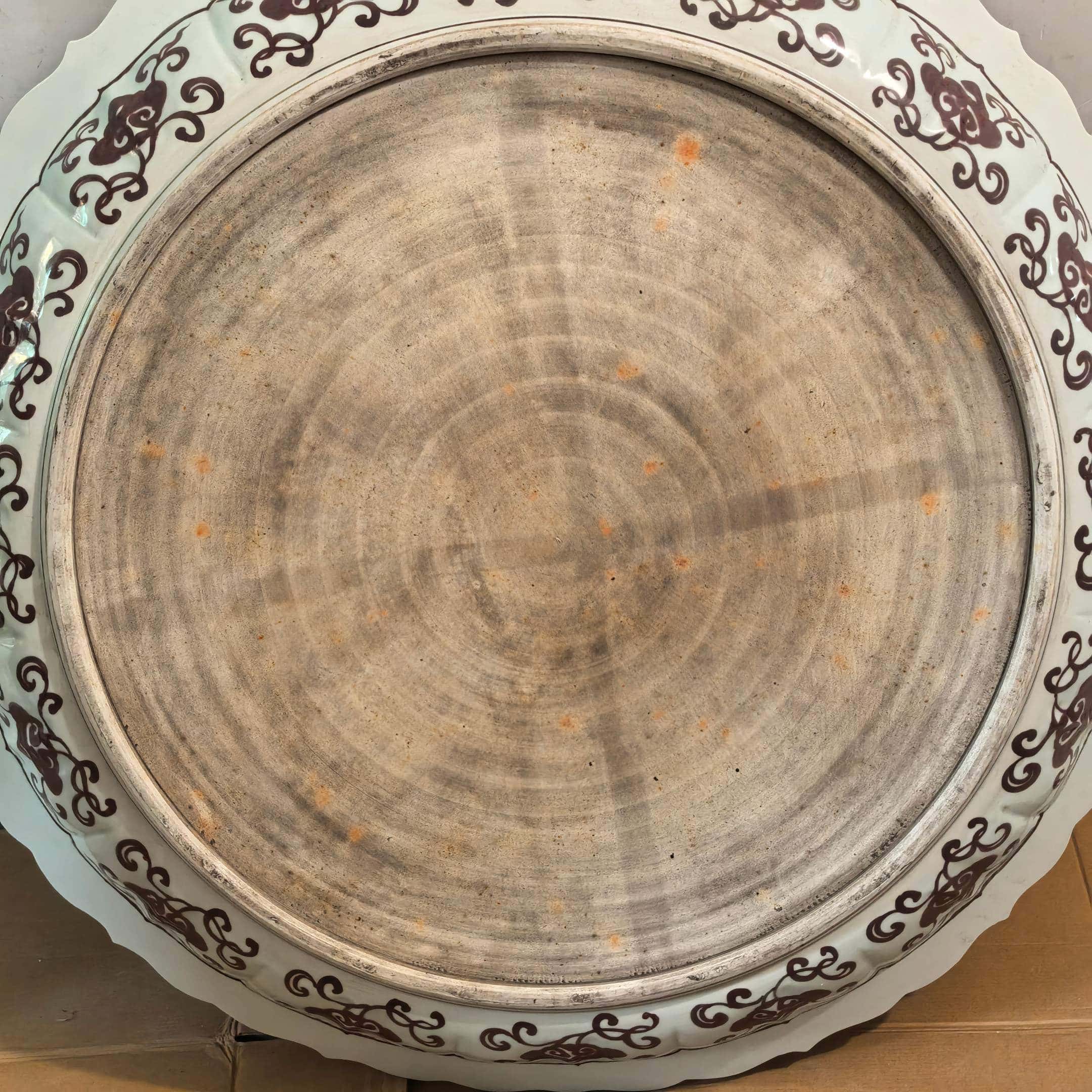 Ming Dyasty Xuande underglaze red rhombus fold edge large plate