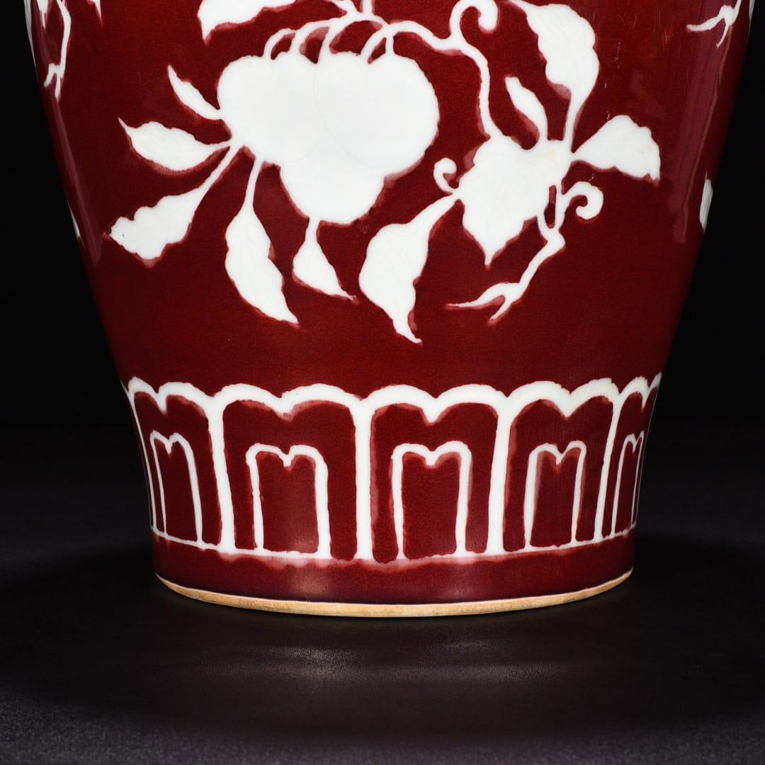 Ming dynasty Xuande red glaze white plum vase