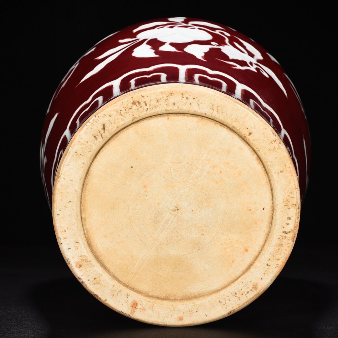 Ming dynasty Xuande red glaze white plum vase