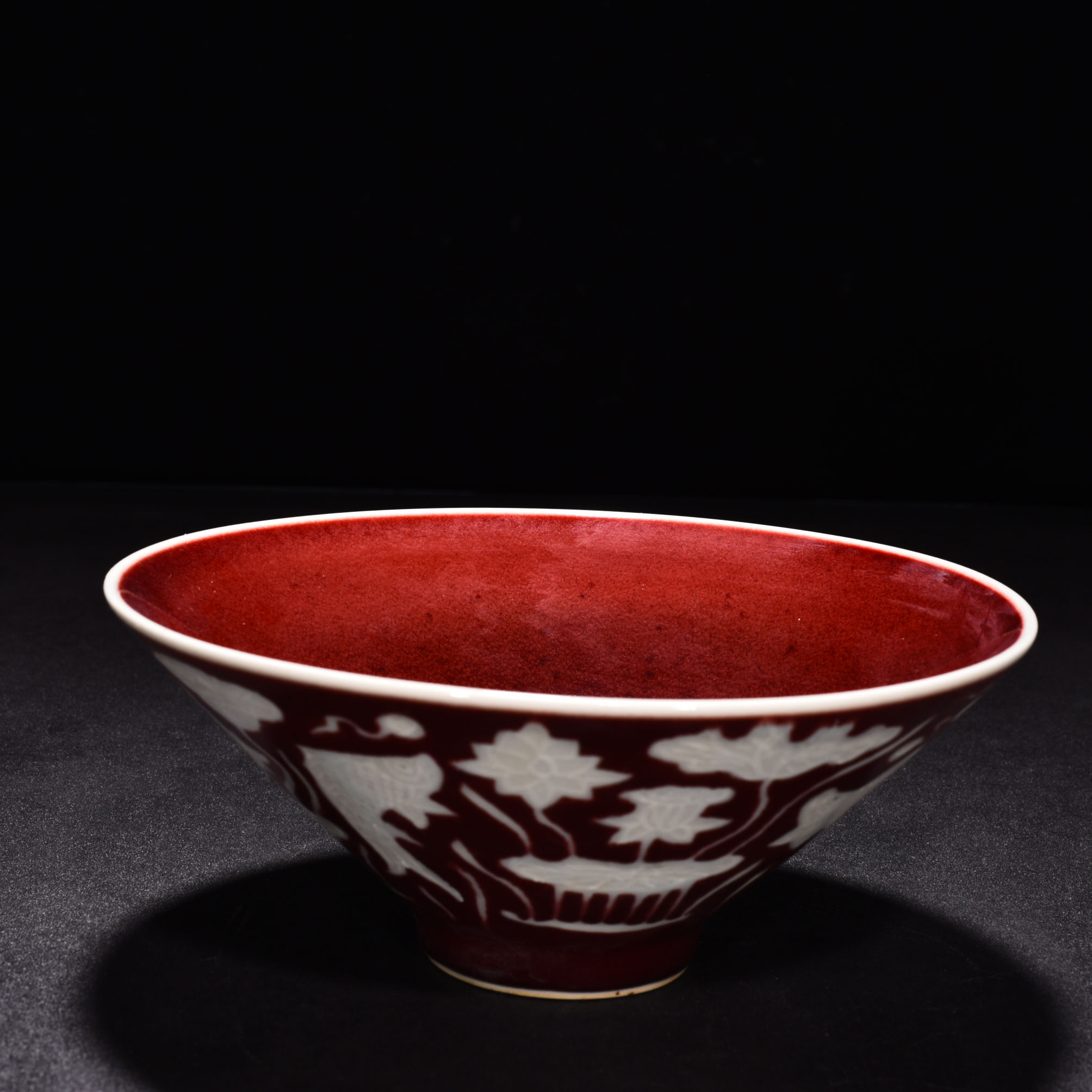 Ming Dyasty Xuande Ji red glaze bamboo hat bowl