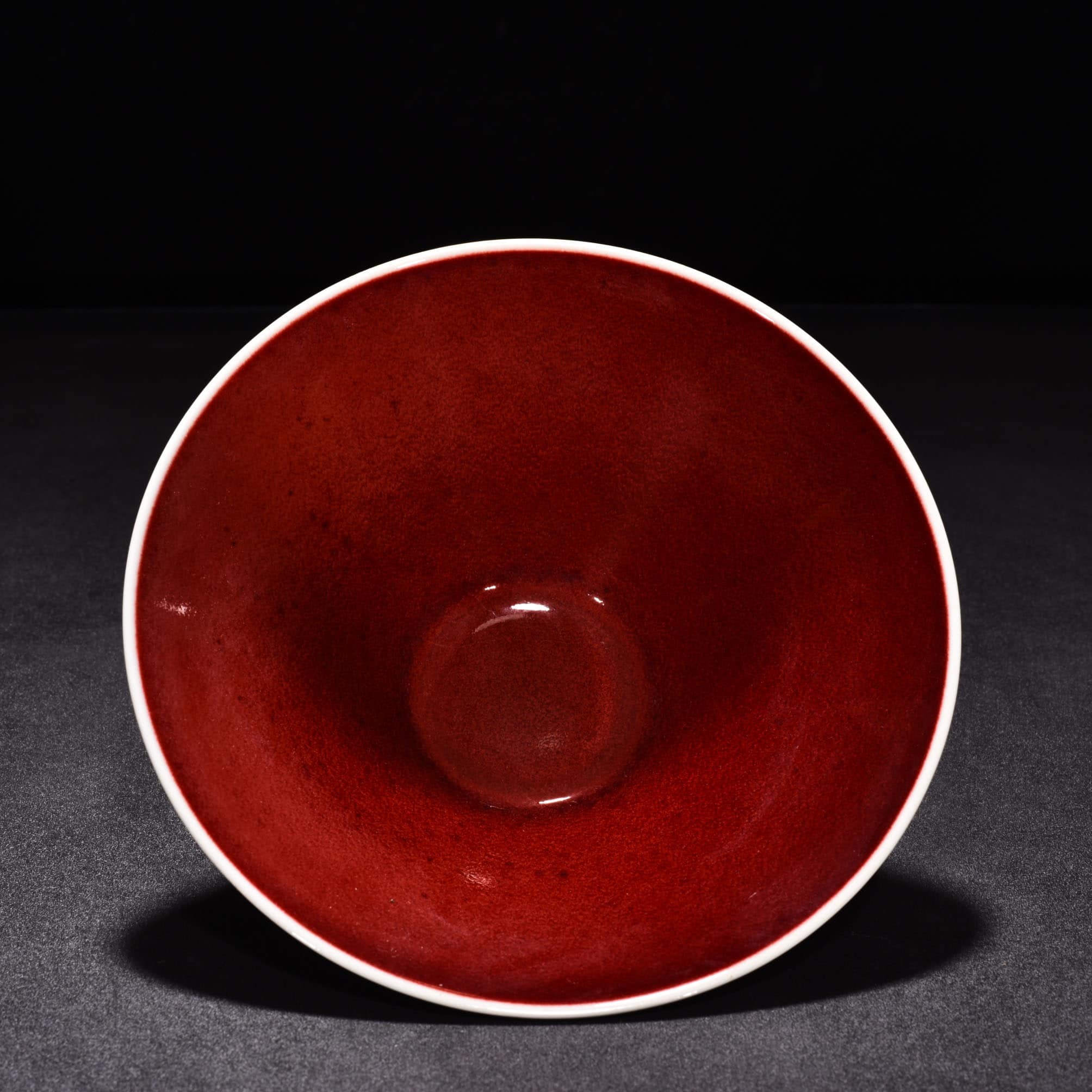 Ming Dyasty Xuande Ji red glaze bamboo hat bowl