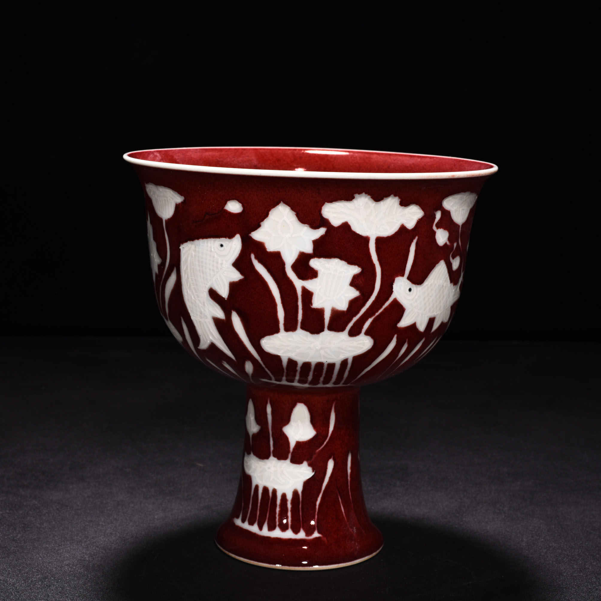 Ming Dyasty Xuande Ji red glaze tall bowl