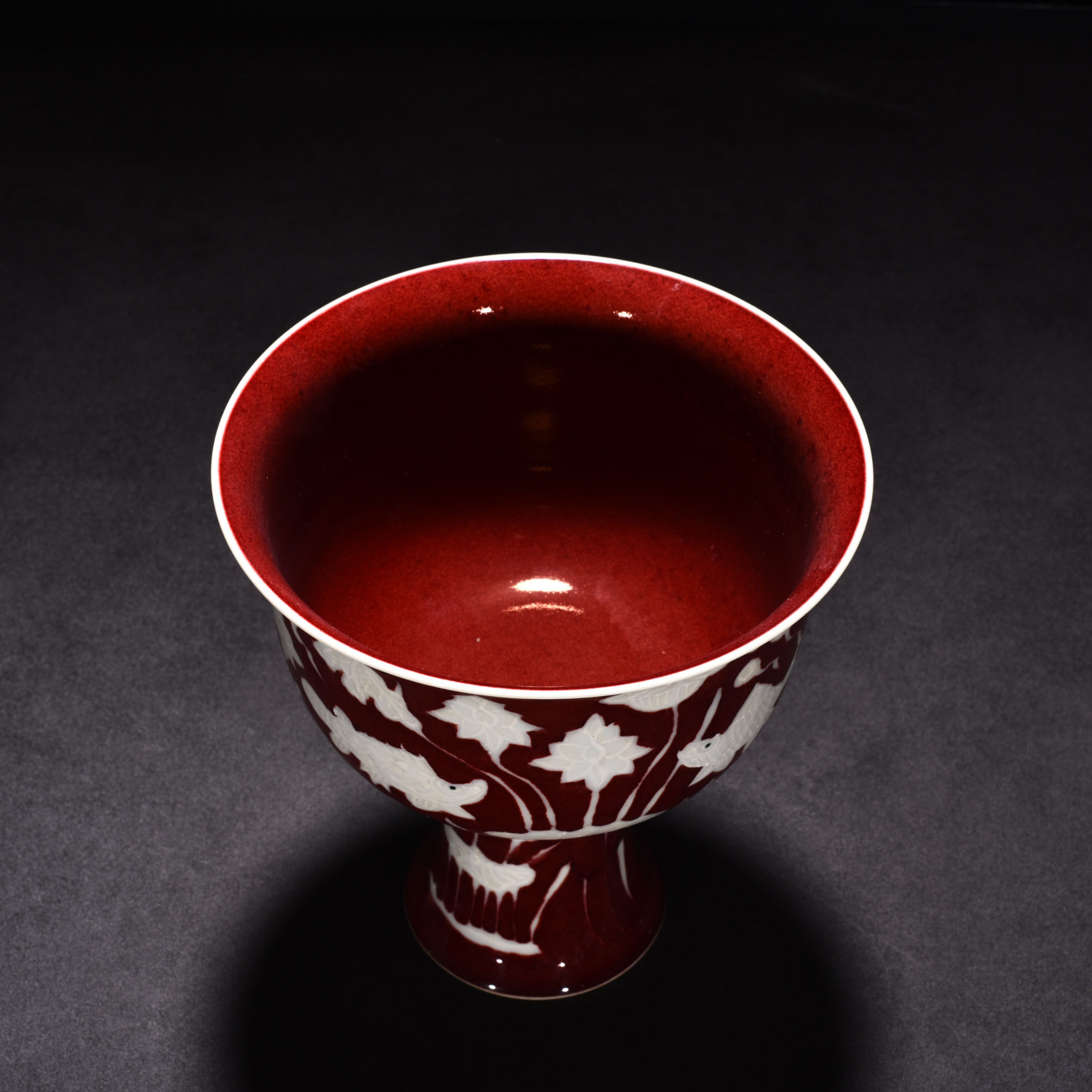 Ming Dyasty Xuande Ji red glaze tall bowl