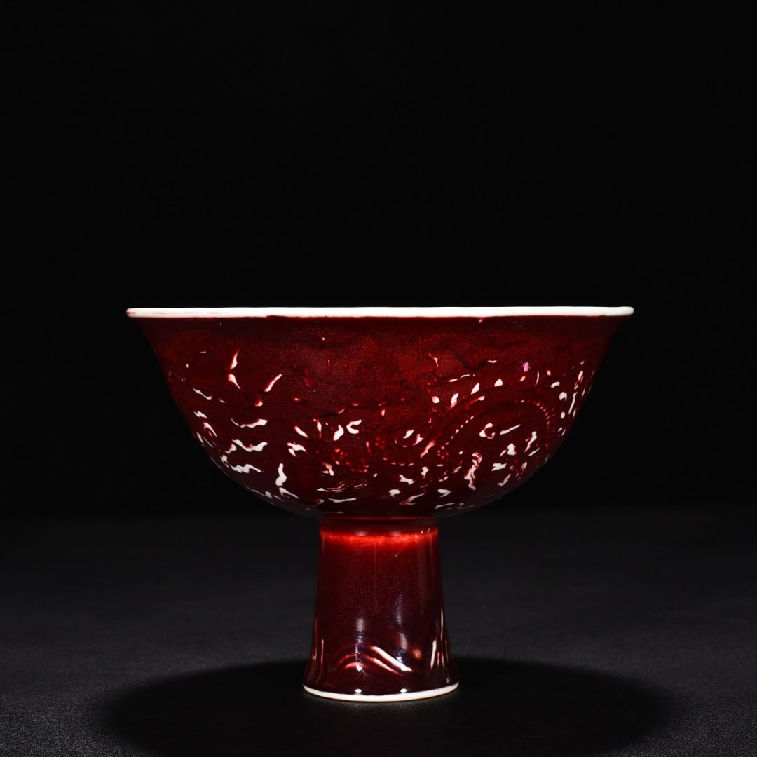 Ming Dynasty Xuande Ji red glaze tall bowl