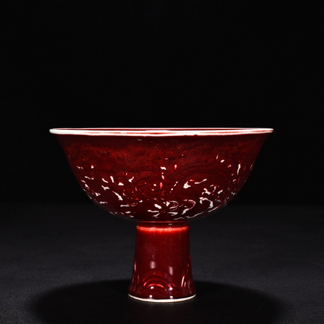 Ming Dynasty Xuande Ji red glaze tall bowl