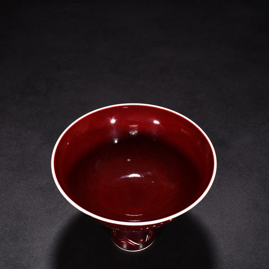 Ming Dynasty Xuande Ji red glaze tall bowl