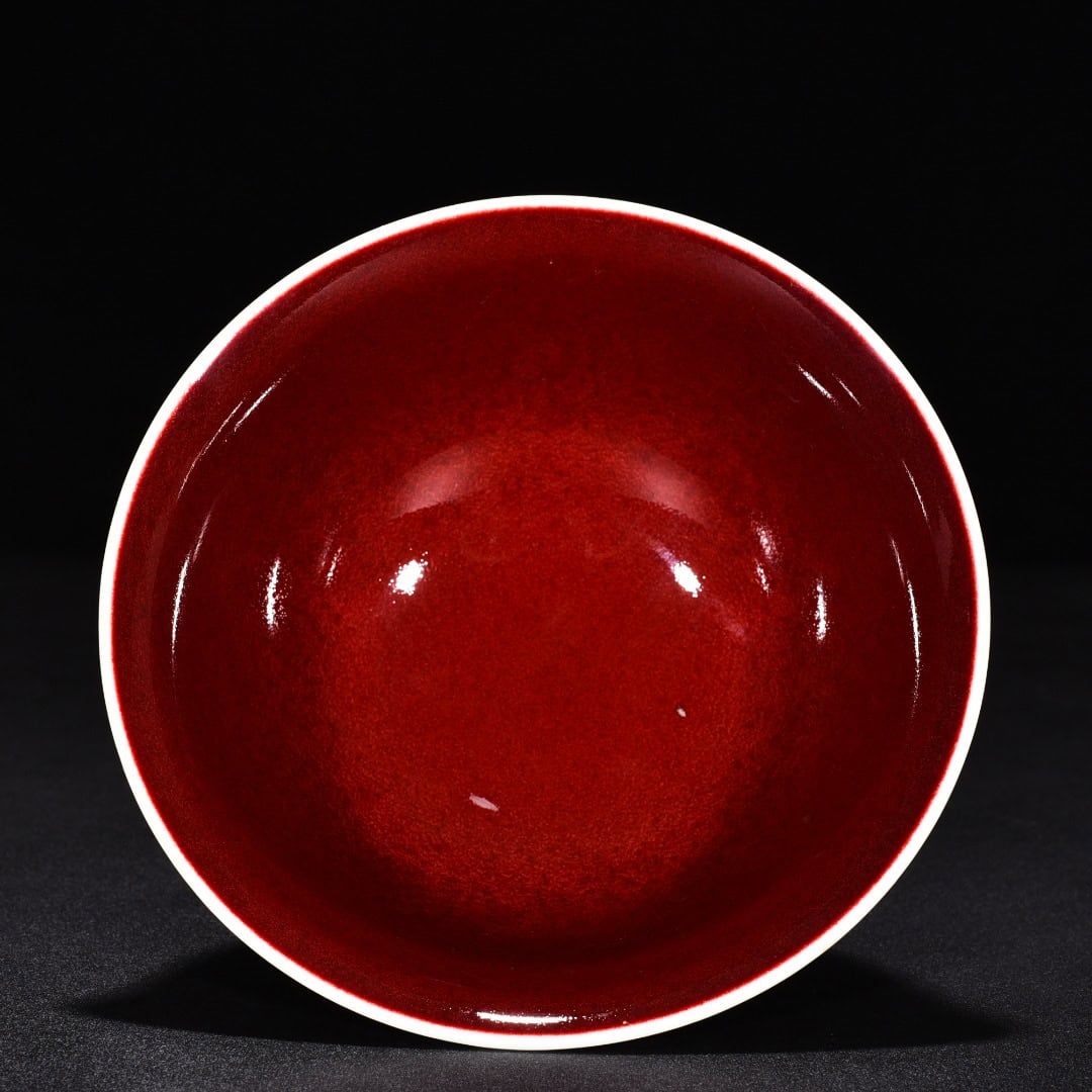 Ming Dynasty Xuande Ji red glaze tall bowl