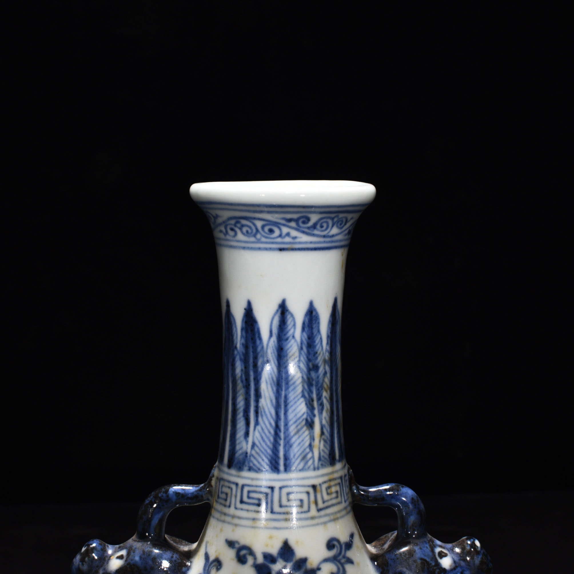 Ming Dynasty Xuande blue and white vase with animal ears