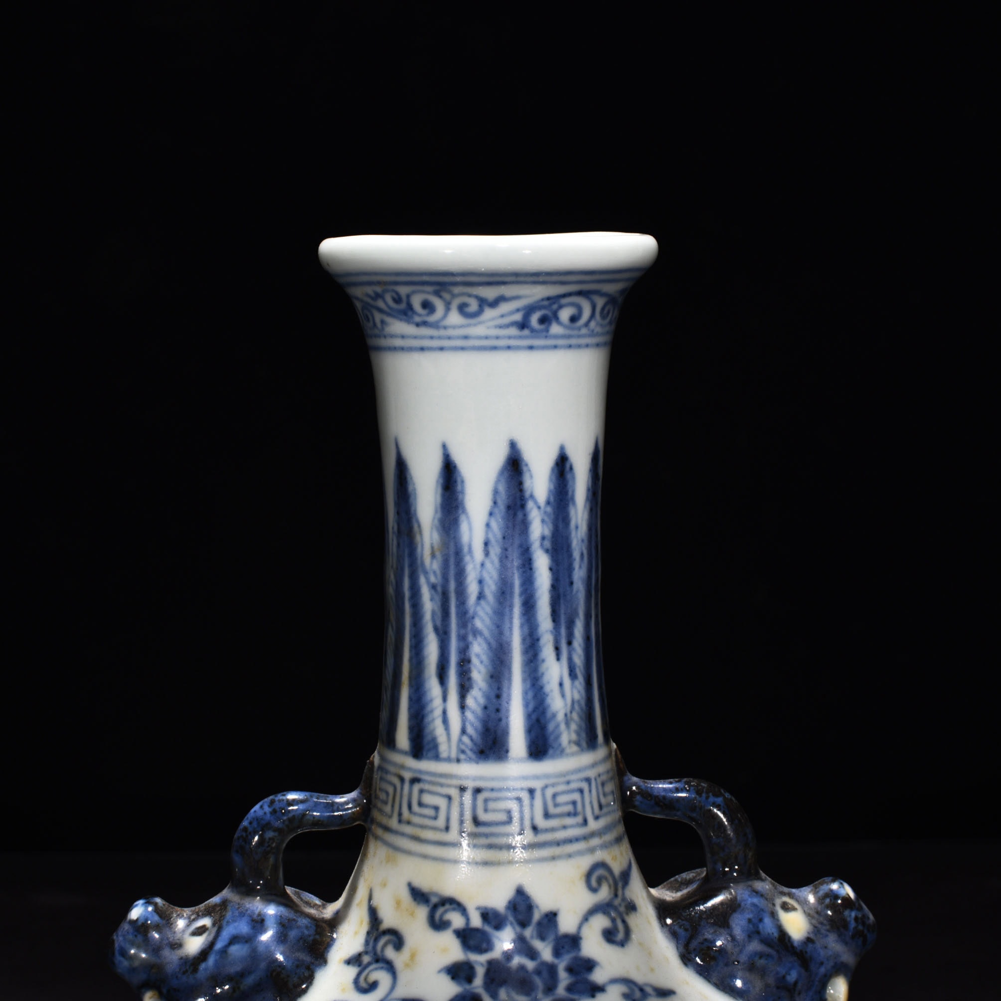 Ming Dynasty Xuande blue and white vase with animal ears