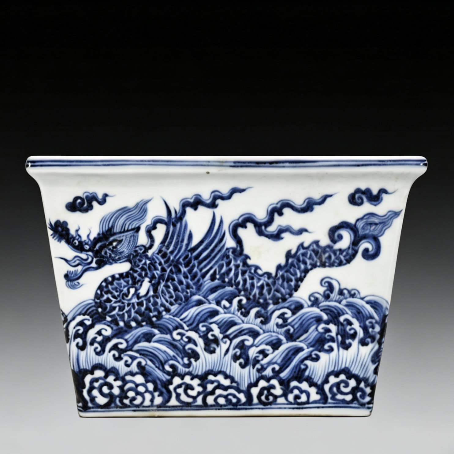 Ming Dynasty Xuande blue and white seawater basin